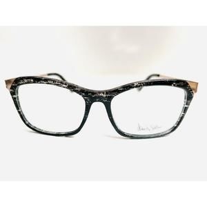 New Roberto Steffani Black & Clear Eyeglasses with Rose Gold Temples 53/16/140